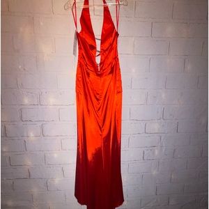 Long red dress great for prom or any special occasion
